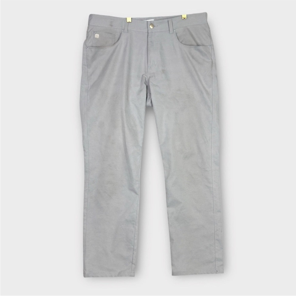Peter Millar Crown Sport 5 Pocket Performance Pants Stretch Men 34x28 Stone Gray